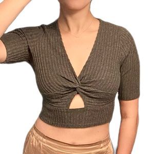 Abercrombie & Fitch Cutout Crop Top / Sweater Ribbed